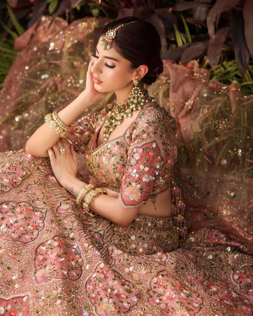 Slub Silk  Embroidered Lehenga